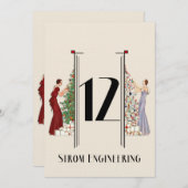 Peacock Art Deco Flair kersttafel nummer 12 Kaart (Voorkant / Achterkant)