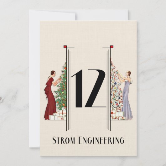 Peacock Art Deco Flair kersttafel nummer 12 Kaart (Voorkant)