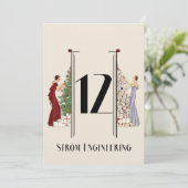 Peacock Art Deco Flair kersttafel nummer 12 Kaart (Staand voorkant)