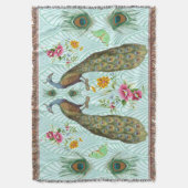 Peacock Art Deco Throw Blanket Deken (Voorkant Verticaal)