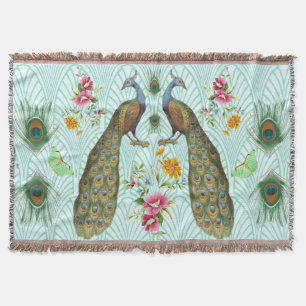 Peacock Art Deco Throw Blanket Deken