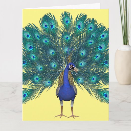 PEACOCK ART GROOT VERJAARDAG WENSKAART BEDANKKAART (Voorkant)
