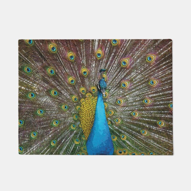 Peacock Art in Jewel Tones Deurmat (Voorkant)