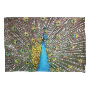 Peacock Art in Turquoise, Blues en Goud Kussensloop