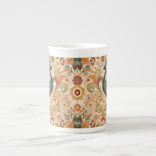 Peacock Art Morris Style Porselein Kop (Voorkant)