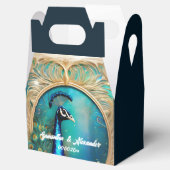 Peacock art nouvea gouden lijst luxe vogelbruiloft bedankdoosjes (Geopend)