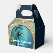 Peacock art nouvea gouden lijst luxe vogelbruiloft bedankdoosjes (Voorkant Zijde)