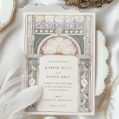 Peacock Art Nouveau bruiloft Kaart