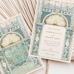 Peacock Art Nouveau bruiloft Kaart<br><div class="desc">Deze prachtige huwelijksuitnodiging uit de Art Nouveau is voorzien van een ingewikkelde, op vintage geïnspireerde afbeelding met delicate bloemendetails en een elegant pauw-motief. Het prachtig lijst, geïnspireerd door de vroege 20e-eeuwse decoratieve kunst, toont zacht groen, warm goud en aardse tinten, waardoor een tijdloze en verfijnde esthetiek ontstaat. De voorzijde van...</div>