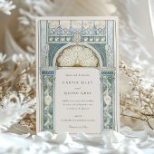 Peacock Art Nouveau bruiloft Kaart