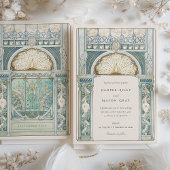 Peacock Art Nouveau bruiloft Kaart