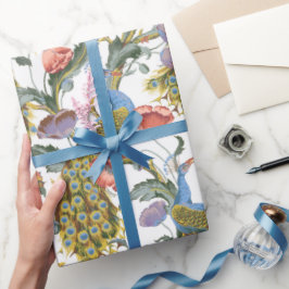 Peacock Art Nouveau Floral Pattern Cadeaupapier
