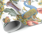 Peacock Art Nouveau Floral Pattern Cadeaupapier (Rol Hoek)