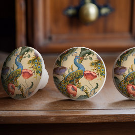 Peacock Art Nouveau Floral Pattern Keramische Knop