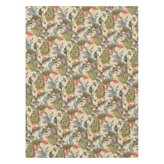 Peacock Art Nouveau Floral Pattern Tafelkleed (Voorkant)