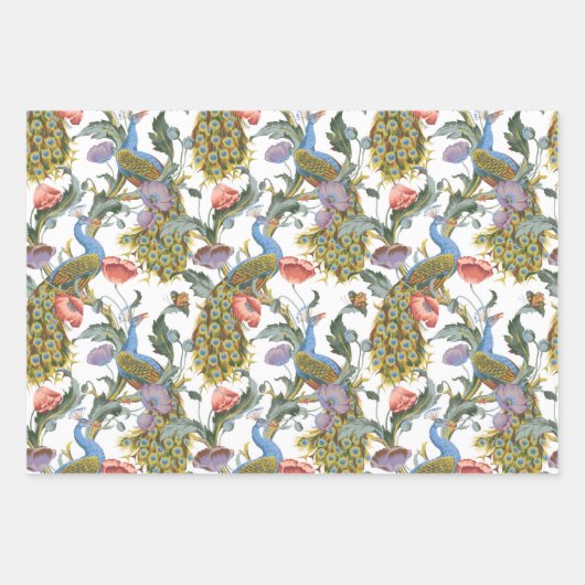 Peacock Art Nouveau Floral Pattern Wrapping Paper (Voorkant 2)