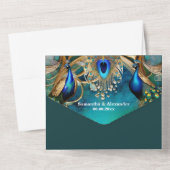 Peacock art nouveau retro luxe all in one uitnodiging (Achterkant)