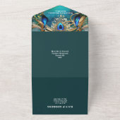 Peacock art nouveau retro luxe all in one uitnodiging (Buitenkant)