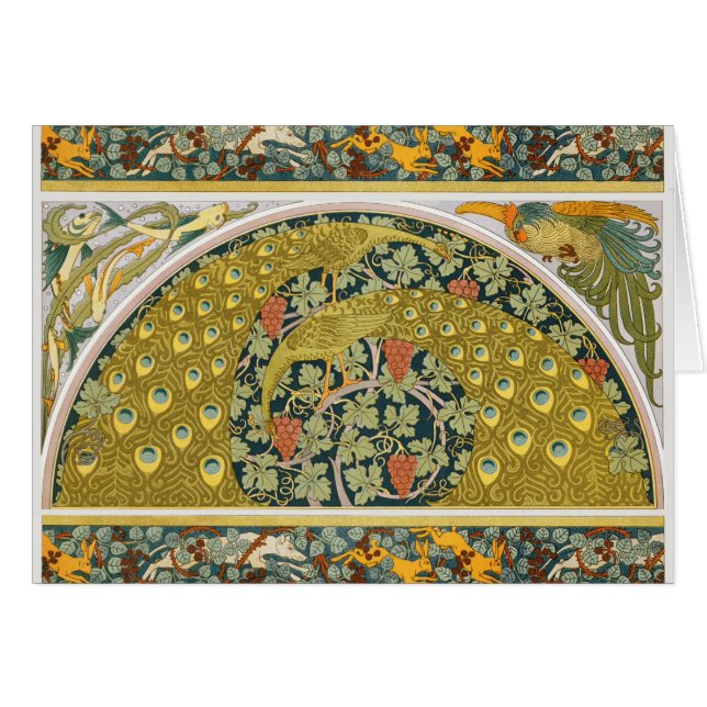 Peacock Art Nouveau Stijl rond ingewikkeld ontwerp (Voorkant Horizontaal)