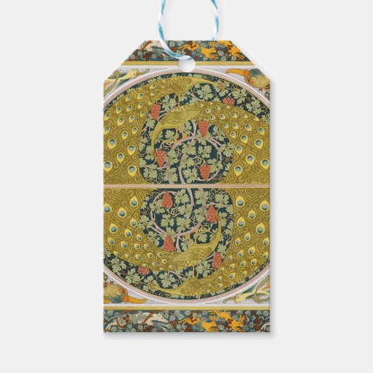 Peacock Art Nouveau Stijl rond ingewikkeld ontwerp Cadeaulabel (Voorkant)