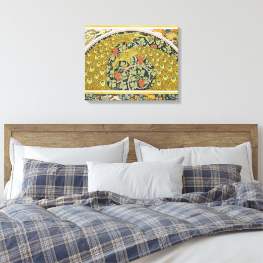 Peacock Art Nouveau Stijl rond ingewikkeld ontwerp Canvas Afdruk (Insitu (Slaapkamer))