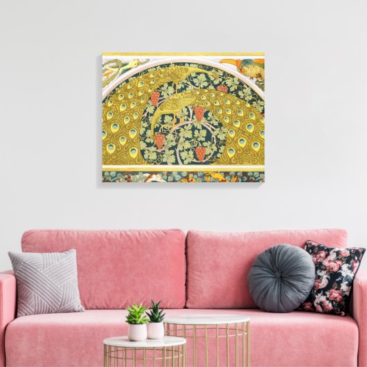 Peacock Art Nouveau Stijl rond ingewikkeld ontwerp Canvas Afdruk (Insitu (Woonkamer))