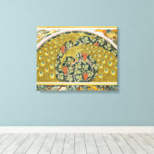 Peacock Art Nouveau Stijl rond ingewikkeld ontwerp Canvas Afdruk (Insitu (Houten vloer))