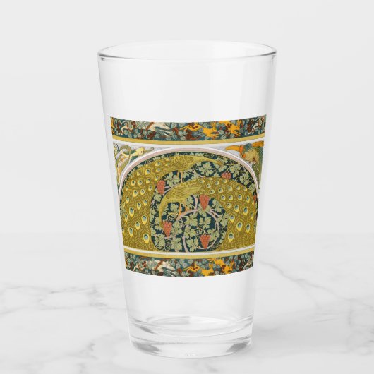 Peacock Art Nouveau Stijl rond ingewikkeld ontwerp Glas (Voorkant)