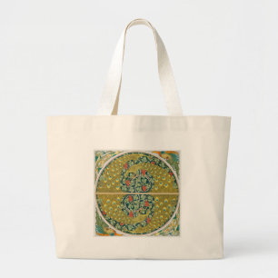 Peacock Art Nouveau Stijl rond ingewikkeld ontwerp Grote Tote Bag