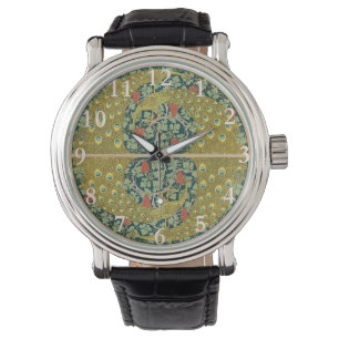 Peacock Art Nouveau Stijl rond ingewikkeld ontwerp Horloge