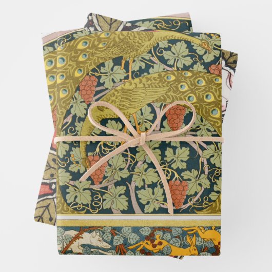 Peacock Art Nouveau Stijl rond ingewikkeld ontwerp Inpakpapier Vel (In situ)
