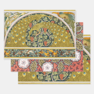 Peacock Art Nouveau Stijl rond ingewikkeld ontwerp Inpakpapier Vel