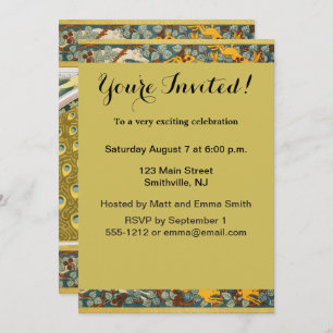 Peacock Art Nouveau Stijl rond ingewikkeld ontwerp Kaart