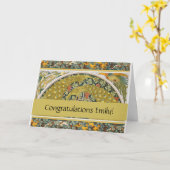 Peacock Art Nouveau Stijl rond ingewikkeld ontwerp Kaart (Gele Bloem)