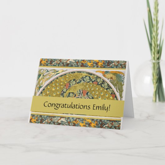 Peacock Art Nouveau Stijl rond ingewikkeld ontwerp Kaart (Voorkant)