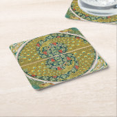 Peacock Art Nouveau Stijl rond ingewikkeld ontwerp Kartonnen Onderzetters (Schuin)