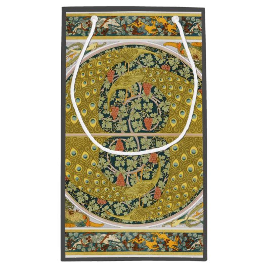 Peacock Art Nouveau Stijl rond ingewikkeld ontwerp Klein Cadeauzakje (Achterkant)