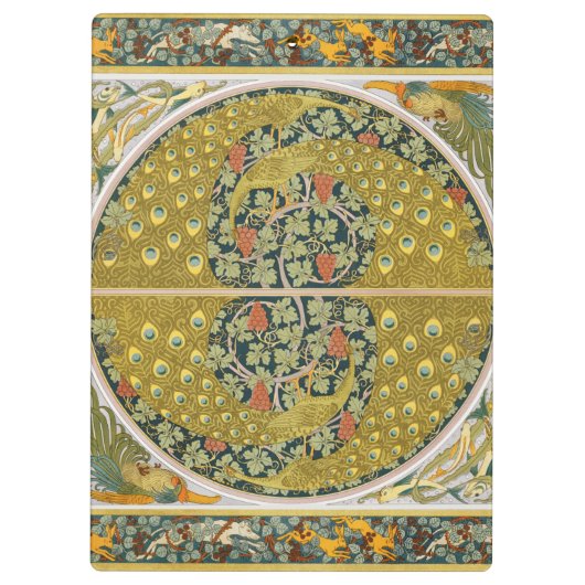 Peacock Art Nouveau Stijl rond ingewikkeld ontwerp Klembord (Achterkant)