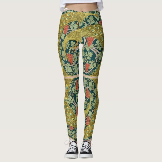 Peacock Art Nouveau Stijl rond ingewikkeld ontwerp Leggings (Voorkant)
