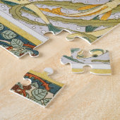 Peacock Art Nouveau Stijl rond ingewikkeld ontwerp Legpuzzel (Zijkant)