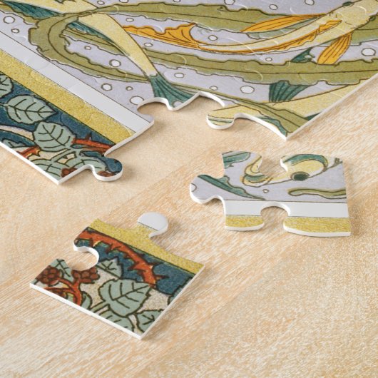 Peacock Art Nouveau Stijl rond ingewikkeld ontwerp Legpuzzel (Zijkant)