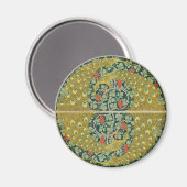 Peacock Art Nouveau Stijl rond ingewikkeld ontwerp Magneet (Voorkant / Achterkant)