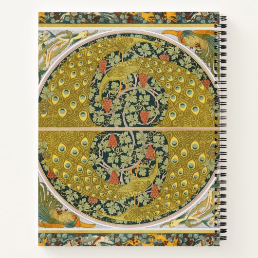 Peacock Art Nouveau Stijl rond ingewikkeld ontwerp Notitieboek (Achterkant)