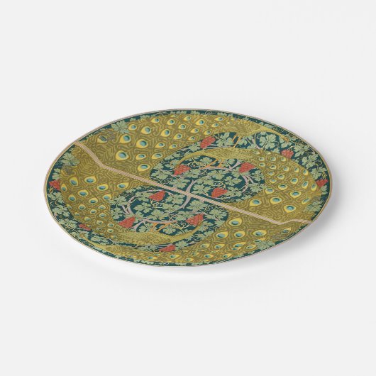 Peacock Art Nouveau Stijl rond ingewikkeld ontwerp Papieren Bordje (Gekanteld)