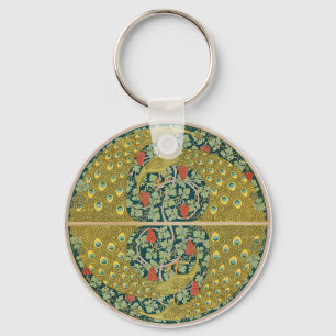 Peacock Art Nouveau Stijl rond ingewikkeld ontwerp Sleutelhanger