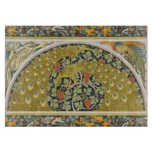 Peacock Art Nouveau Stijl rond ingewikkeld ontwerp Snijplank (Voorkant)