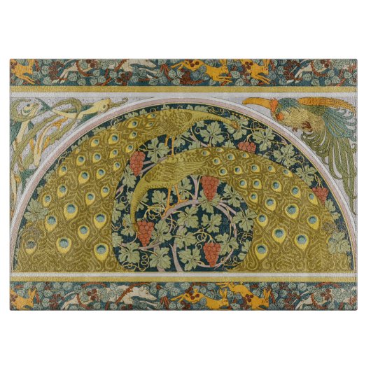 Peacock Art Nouveau Stijl rond ingewikkeld ontwerp Snijplank (Voorkant)