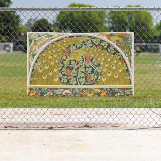 Peacock Art Nouveau Stijl rond ingewikkeld ontwerp Spandoek (Insitu)