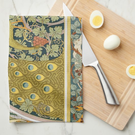 Peacock Art Nouveau Stijl rond ingewikkeld ontwerp Theedoek (Quarter Fold)