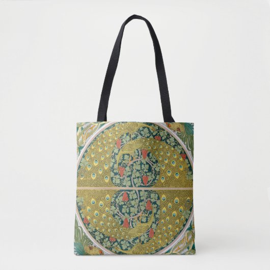 Peacock Art Nouveau Stijl rond ingewikkeld ontwerp Tote Bag (Voorkant)
